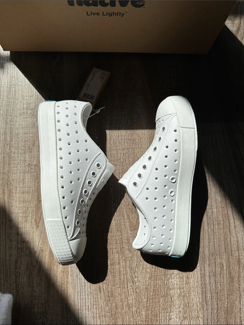 Native ‘Jefferson’ White Slip-On Perforated Sneakers